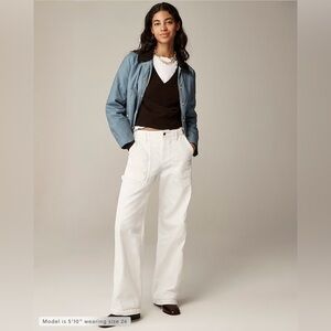 J. Crew Women’s Point Sur Wide-Leg Carpenter Jean CC652 Size 26 In White NWT